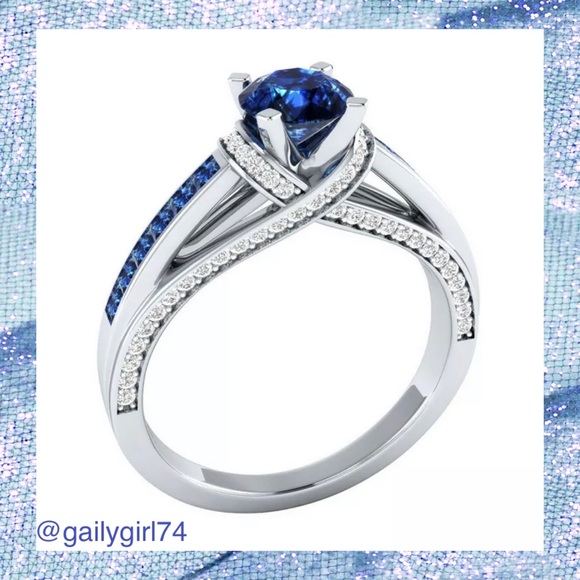 925 Silver Blue Sapphire Ring - Size 10 - Picture 6 of 6